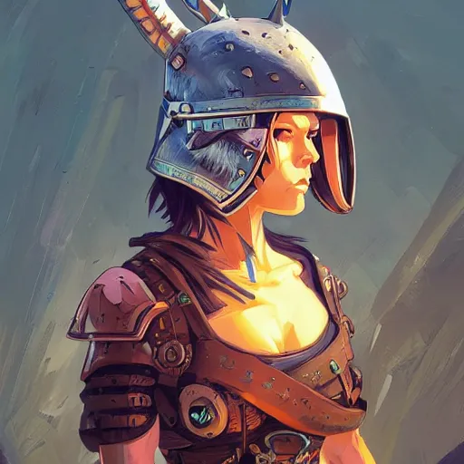 Image similar to cyberpunk viking helmet mask warrior goddess robot ninja fantasy, art gta 5 cover, official fanart behance hd artstation by jesper ejsing, by rhads, makoto shinkai and lois van baarle, ilya kuvshinov, ossdraws