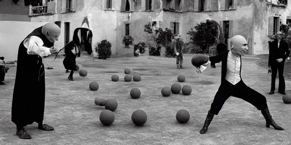 Image similar to nosferatu is playing petanque balls in south of france