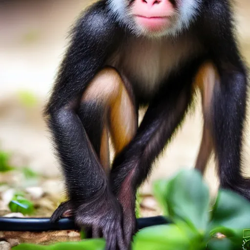 Prompt: cute baby monkey drinking water, 4k, realistic photo