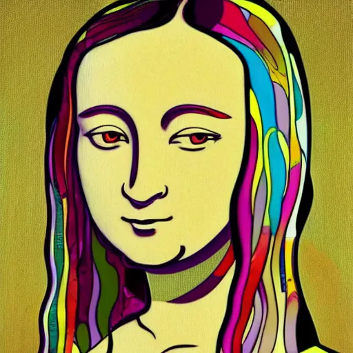 Image similar to mona lisa in the style of takashi murakami, in the style of takashi murakami, in the style of takashi murakami, in the style of takashi murakami, in the style of takashi murakami