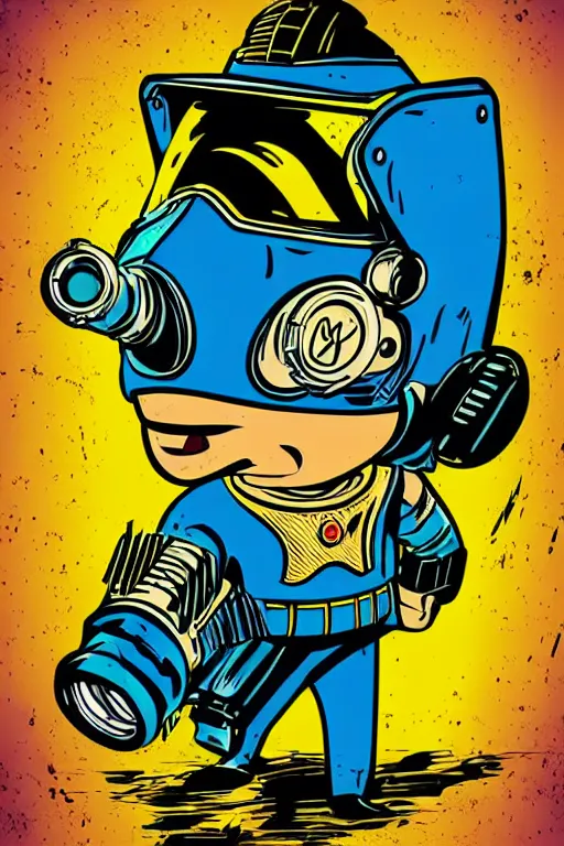 Image similar to fallout 7 6 retro futurist illustration art by butcher billy, sticker, colorful, illustration, highly detailed, simple, smooth and clean vector curves, no jagged lines, vector art, smooth andy warhol style