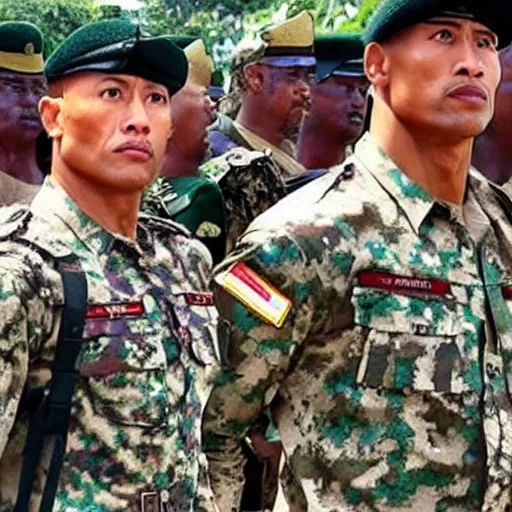 Image similar to dwayne johnson as indonesia army