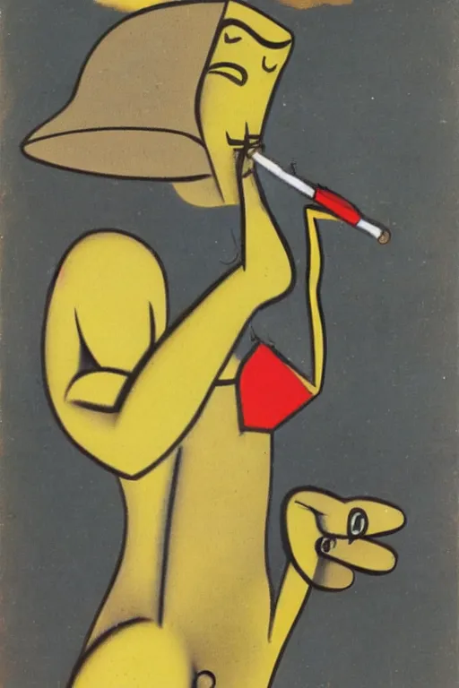 Image similar to a tiktok of god smoking a cuban cigar by man ray