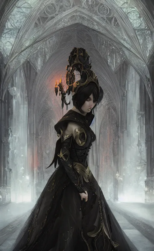 Image similar to Alchemy Imperial Princess knight gothic girl, volumetric lighting, digital painting, highly detailed, artstation, sharp focus, illustration, concept art, ruan jia, steve mccurry, amazing composition, fractal flame, gothic arch frame