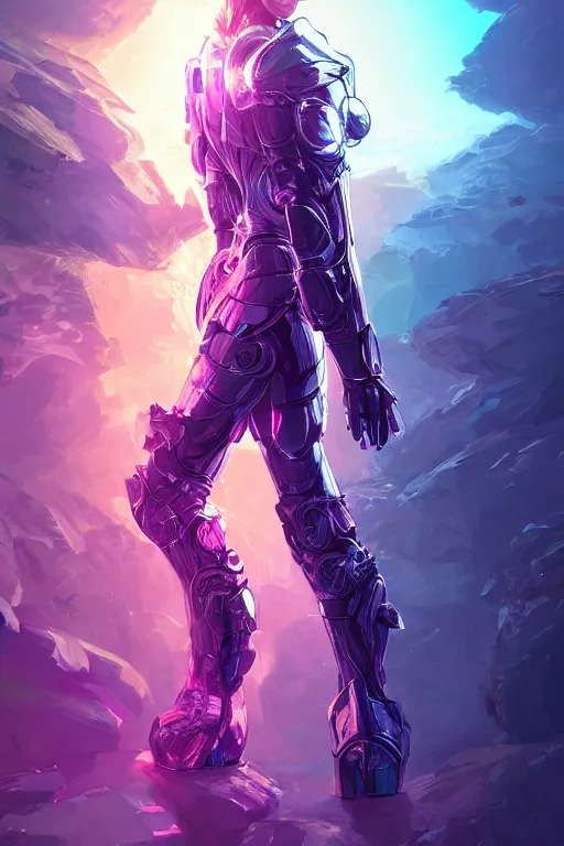 Image similar to bionic suit armor,, amethyst crystals in armor, beautiful ethereal vampire woman radiating a glowing aura global illumination ray tracing hdr fanart arstation by ian pesty and alena aenami artworks in 4 k