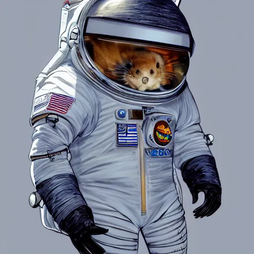Image similar to a chinchilla in a astronaut suit, 3 d, sci - fi fantasy, intricate, elegant, highly detailed, lifelike, photorealistic, digital painting, artstation, illustration, concept art, sharp focus, art in the style of shigenori soejima