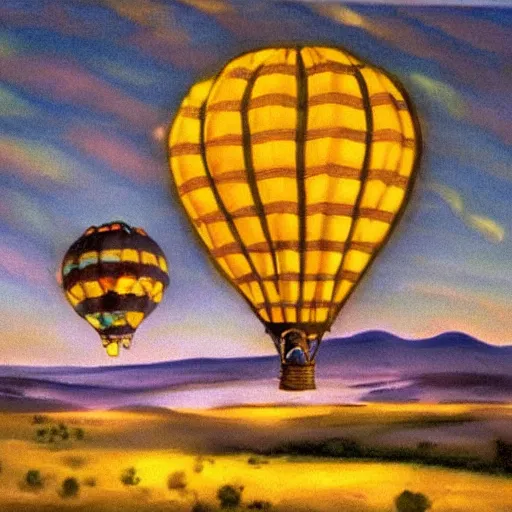 Prompt: beautiful lit hot air balloons floating in the beautiful night sky, john singer sargent art style, 4 k, modern