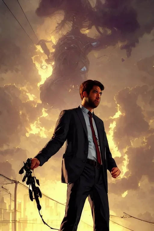 Prompt: gta jim halpert john krasinski profile picture by greg rutkowski, the office, dynamic pose, intricate, futuristic, fantasy, elegant, by stanley artgerm lau, greg rutkowski, thomas kindkade, alphonse mucha, loish, norman rockwell, fantasy lut, asymmetric, long hair, retro computer graphics, video game, fluid lines,