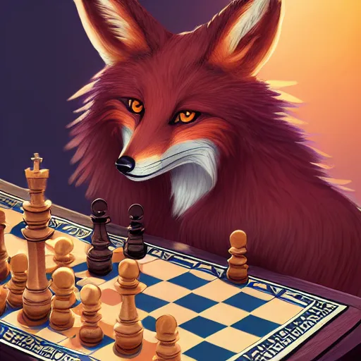 Prompt: An anthro fox playing chess, facing the viewer, trending on FurAffinity, energetic, dynamic, digital art, highly detailed, FurAffinity, anthro, furry, anthro, high quality, digital fantasy art, FurAffinity, favorite, character art