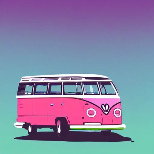 Image similar to illustration of an old van volkswagen, may 6 8, pastel colors, cool, hippie by malika favre