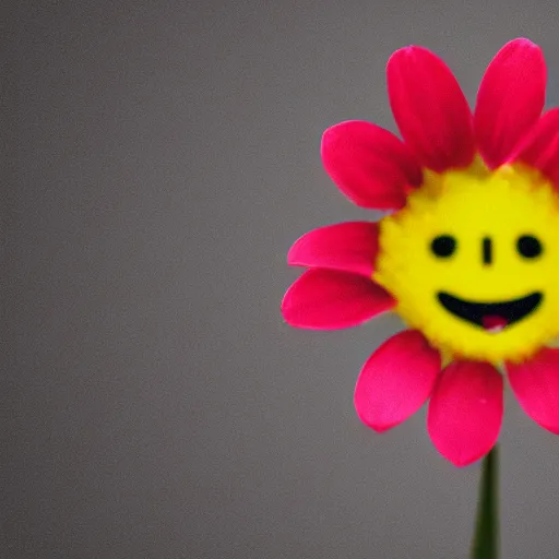 Image similar to a picture of a cute flower with a cartoon face, photorealistic, depth of field, 4k