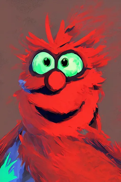 Prompt: an in game portrait of elmo from the legend of zelda breath of the wild, breath of the wild art style.