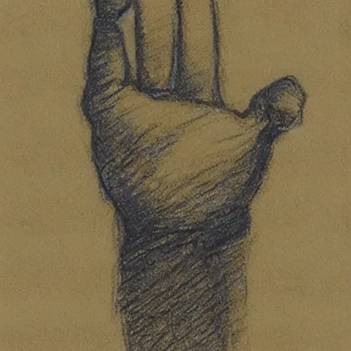 Prompt: perfectly accurate hand sketch, umbra, pastel, by Rembrandt,