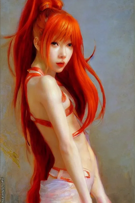 Prompt: asuka langley sohryu by rembrandt and konstantin razumov