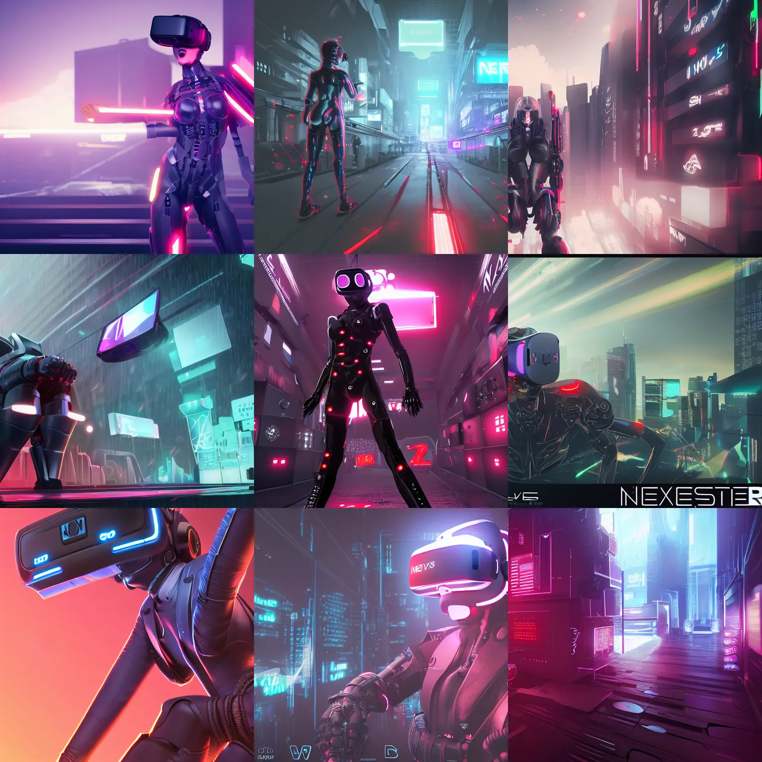 Prompt: neosvr!!!, the price of ncr, virtual reality metaverse engine, unity render, 8 k, uhd, trending on artstation, furry, anime, robot, cyberpunk, synthwave, darksynth