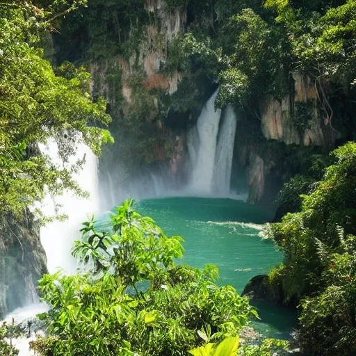 Prompt: beautiful photo of kuang si falls