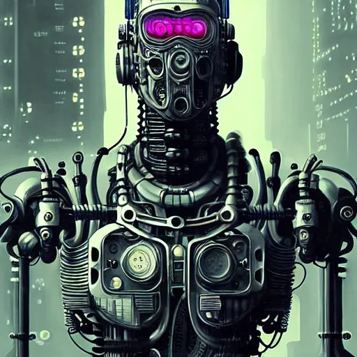 Prompt: ultra realist intricate detailed pin - up painting of a single rugged cyborg male, bearded face and cyborg tech on body and legs, symmetry accurate features, cyberpunk, industrial, apocalyptic, very intricate details, focus, high resolution, 8 k resolution, dramatic lighting, artstyle vincent di fate and alex ries, award winning