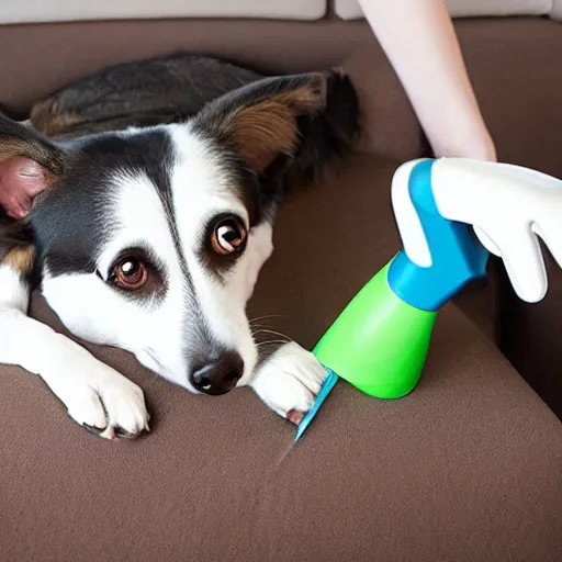 Prompt: anthropomorphic dog cleaning,,,,,,,,