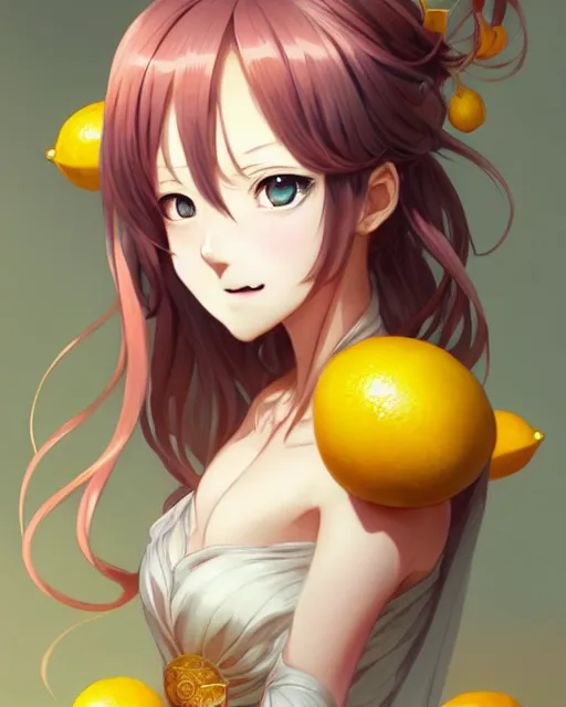 Prompt: character concept art of an anime goddess of lemons | | cute - fine - face, pretty face, realistic shaded perfect face, fine details by stanley artgerm lau, wlop, rossdraws, james jean, andrei riabovitchev, marc simonetti, and sakimichan, trending on artstation