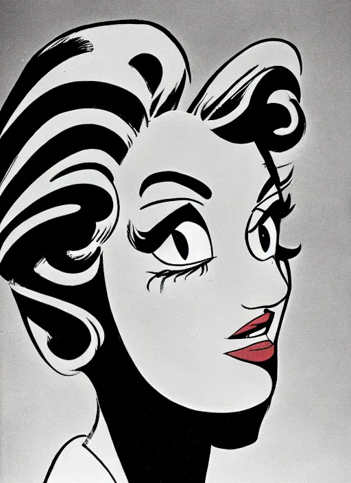 Image similar to closeup profile face portrait of a 1 9 5 0 s girl by dan decarlo, bob clampett, bill ward, max fleischer