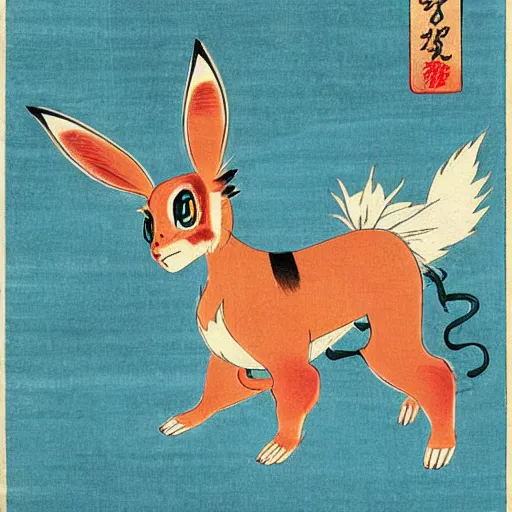 Image similar to Beautiful Ukiyo-e painting of an Eevee