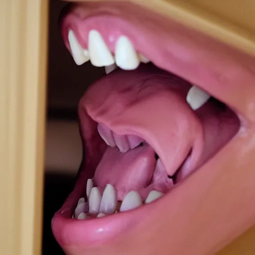 Image similar to closet with teeth and a tongue coming out