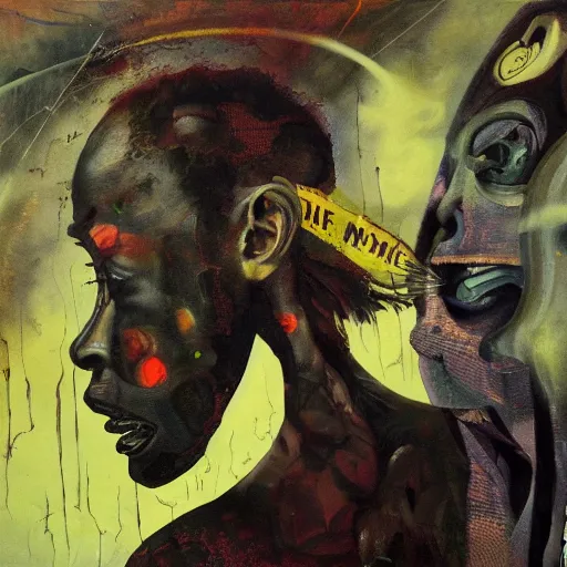 Image similar to The horror of Miles Davis' eyes, by Dave McKean, no borders, high quality, 8k, trending on Artstation, surreal