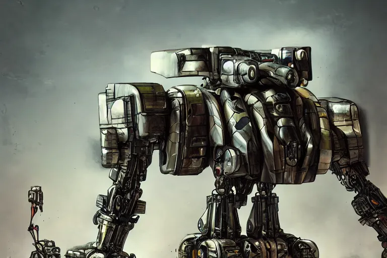 Image similar to military mining four legged quadrupedal mecha, mining drill, futuristic, apocalyptic, by jon aaron kambeitz, katsuhiro otomo, heng z, concept art, insanely detailed, raytracing, octane, unreal engine, trending on artstation