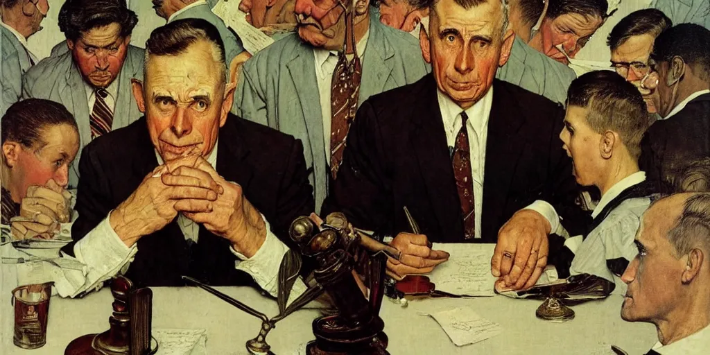 Prompt: a lawyer by norman rockwell