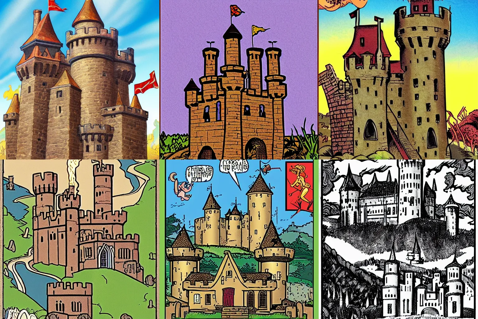 Prompt: medieval castle, by Archie Comics