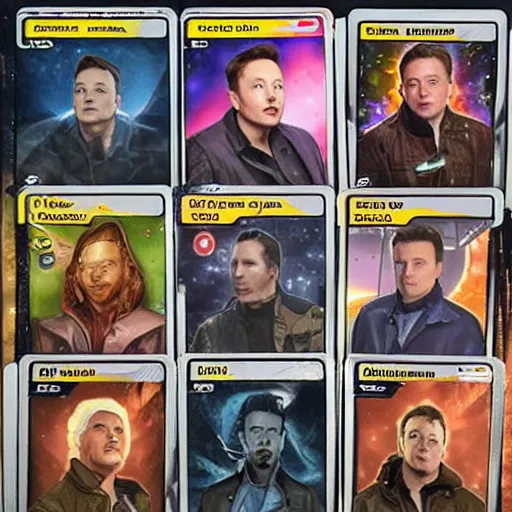 Image similar to elon musk, the trading card game