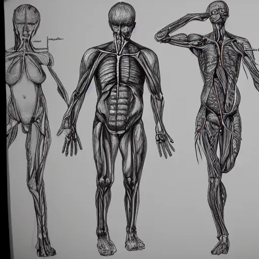 Prompt: human anatomy for artists, pen sketch