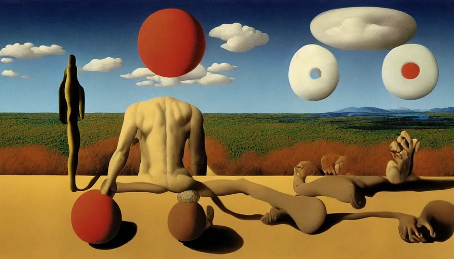 Image similar to parallel universe between forbidden knowledge and maddening strangeness by rene magritte and salvadore dali, extremely high detail, 8 k