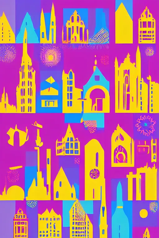 Image similar to minimalist boho style art of colorful frankfurt, illustration, vector art