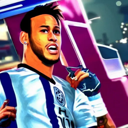 Prompt: a screenshot of neymar in gta. 3 d rendering. unreal engine. amazing likeness. very detailed. cartoon caricature