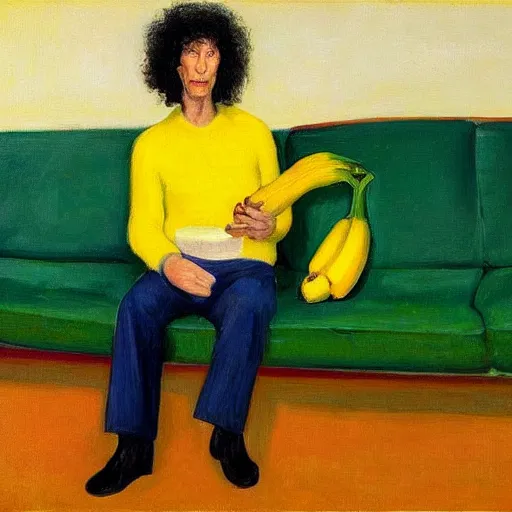 Image similar to howard stern with banana, edward hopper painting