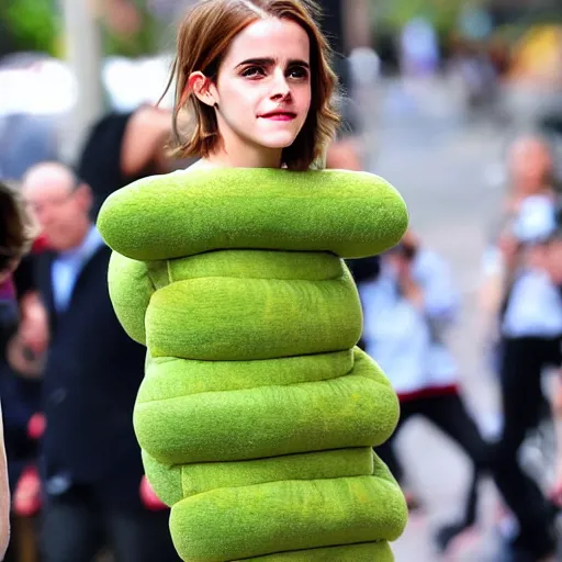 Image similar to emma watson wearing an avocado costume