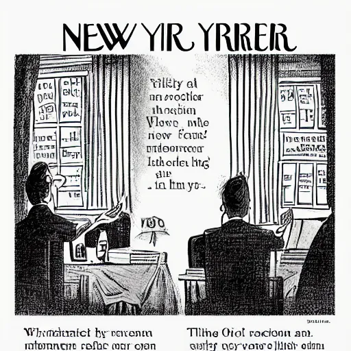 Image similar to information aversion. style of new yorker cartoon