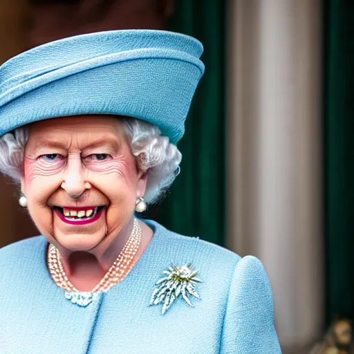 Image similar to queen elizabeth ii as the joker, canon eos r 3, f / 1. 4, iso 2 0 0, 1 / 1 6 0 s, 8 k, raw, unedited, symmetrical balance, in - frame