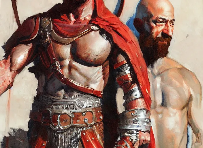 Image similar to a highly detailed beautiful portrait of jeff bezos as kratos, by gregory manchess, james gurney, james jean