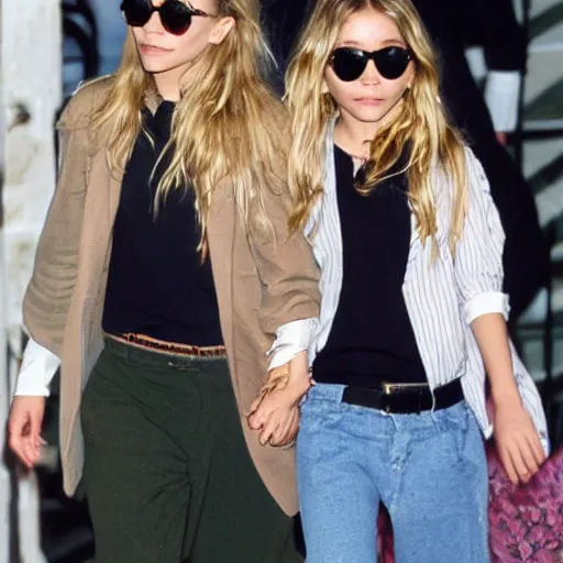 Image similar to mary kate and ashley olsen arm fist fighting