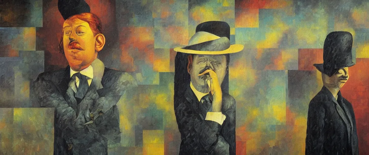 Image similar to WHAT A SHAME detailed and highly reliefed oil painting with canvas texture in style of Magritte, Sascha Schneider, Pollock photorealistic, surrealistic, masterpiece, balanced composition, vivid colors,