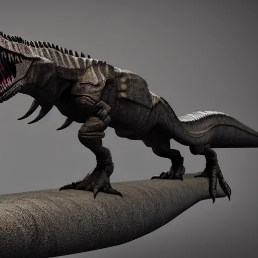 Prompt: gun in the style of a t - rex, award winning, unreal engine 5 render, volumetric fog, ray traced, award winning, intricate details, photorealistic, trending on cgsociety