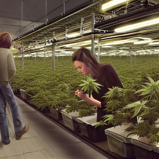 Image similar to bustling economy organised retail cannabis leaf in a pot industry, aussie, fun concept digital art, environment portrait by steve hanks, australia rendered in pixar