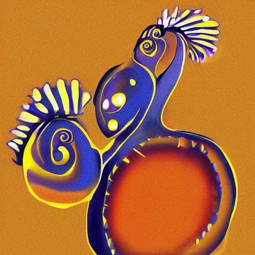 Prompt: snail plays drums, Digital Art
