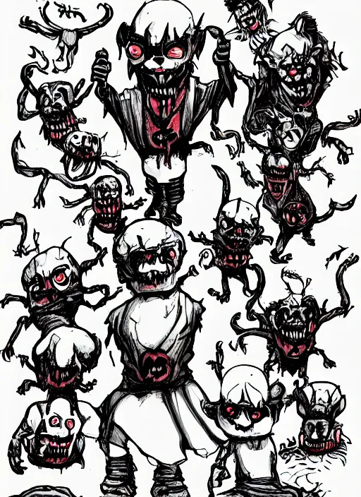 Prompt: demonic munchkins possessed by the devil, in the style of brom