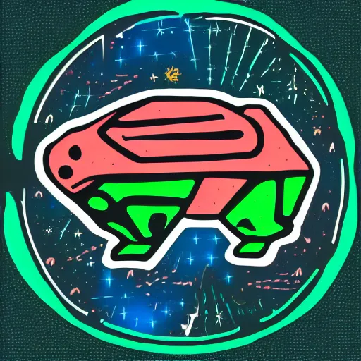 Image similar to a spacecraft with animal patterns and neon decals