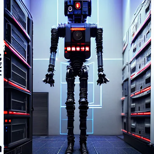 Prompt: hyperrealism detailed photography scene from stanley kubrick movie of highly detailed stylish cyberpunk droid from 2 0 7 7's as cyberpunk droid in josan gonzalez, gragory crewdson and katsuhiro otomo, mike winkelmann style with many details, working at the detailed data center by laurie greasley hyperrealism photo on sony camera volumetric epic light rendered in blender