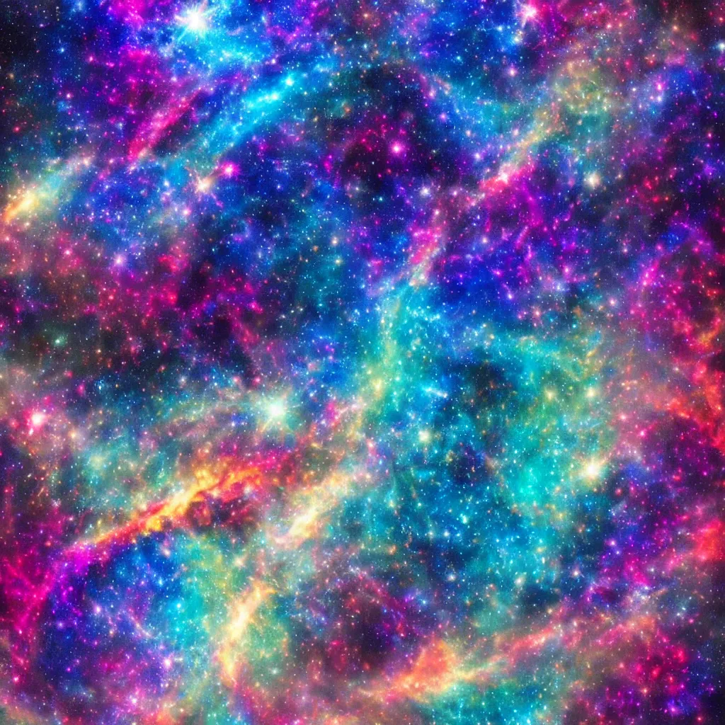 Prompt: a mystical enchanting and magical rainbow breathtaking nasa image of enchanting magical vibrant deepspace, galaxies, stars, cosmos, nebulas, supernovas, star hatcheries, hyper realistic, dslr camera, highly detailed, 8k, artstation trending, pinterest, space art