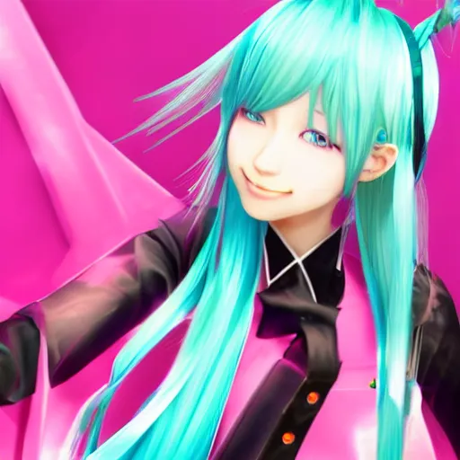 Prompt: realistic Hatsune Miku